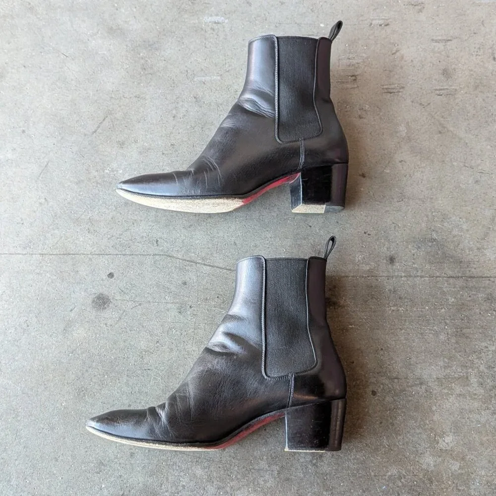 Christian Louboutin Black Leather Ankle Chelsea Boots size 36.5